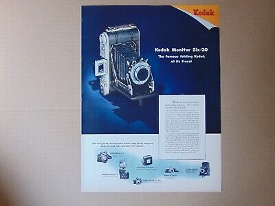 Monitor Kodak 1946 six-20 cámara plegable de colección anuncio impreso artístico