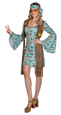 Donna Adulti Hippie Pace Festa Retrò Groovy Hippy 60s 70s Costume 