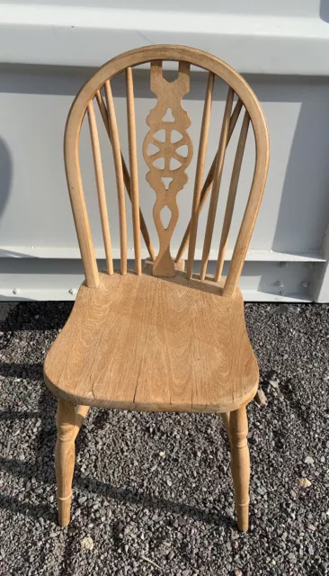 Antique / Vintage Elm Wheel Back Windsor  Natural wood pine Farmhouse Chair