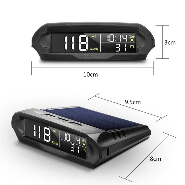 Wireless Car HUD Head-UP Display Solar Panel Digital Speedometer Universal GPS