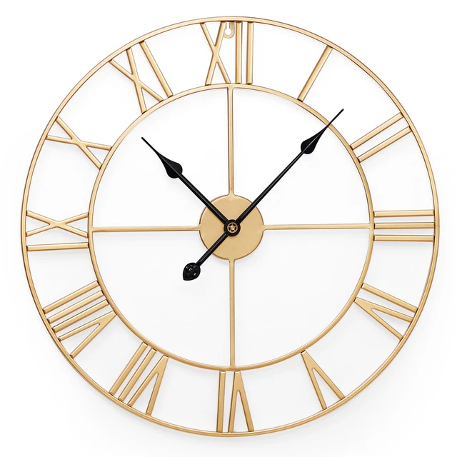 K&L Vintage Wanduhr 35cm - Industrielle Bahnhofsuhr Mit Römischen Ziffern, Lautlos