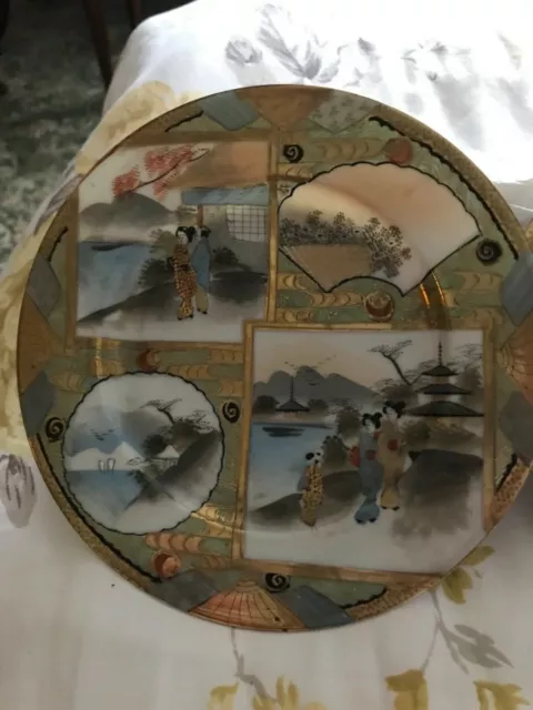 c.19th - Antique Japanese Japan Kutani Meiji Period Porcelain Plate x 2