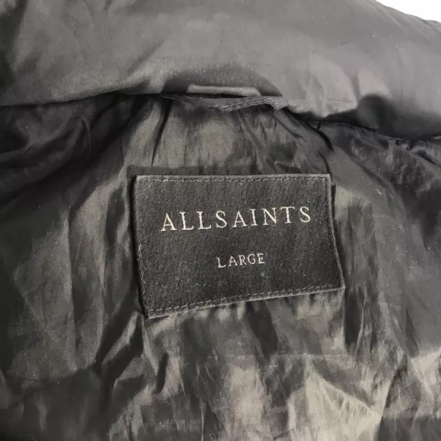 All Saints Mens Black  Puffer Jacket size L with hide-able hood 3