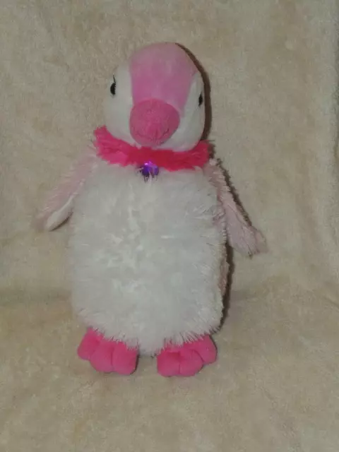 The Petting Zoo Posh Stuffed Plush 12" Pink Penguin Pink Heart Jewel Chest