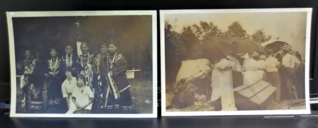 2 Photos of the Funeral of Jim Crow. Wood Spirit House, Cemetary, Native Amer.