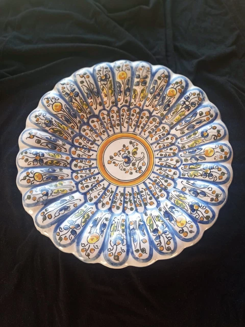 Beautiful TALAVERA Pottery Charger Wall Plate Blue Vtg Signed from Spain