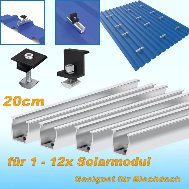 Solar Halterung Montageset Solarmodul 20cm Montageschiene Befestigung PV Schiene