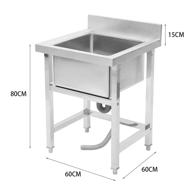 Stainless Steel Commercial Sink Catering Kitchen Prep Table Single/Double Bowl