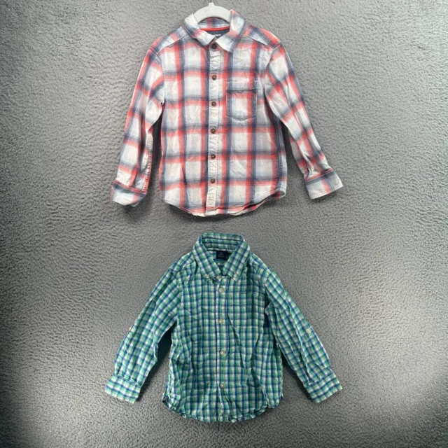 Toddler Boys Lot Of 2 Button Up Shirts Size 3T Carters Baby Gap Long Sleeve