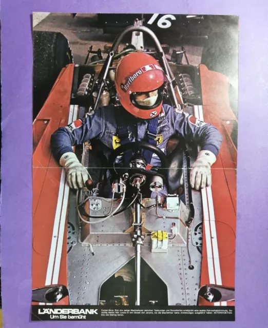 altes Poster Niki Lauda Ferrari Formel 1 Grand Prix 1974, 28x42cm