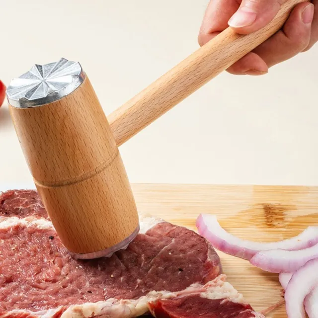 Poignée en bois tendisseur de viande maillet en métal durable pour steak et po