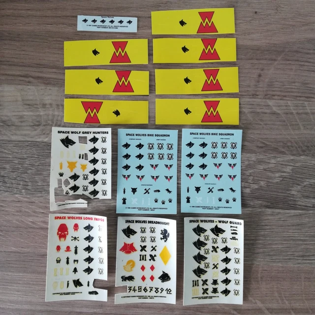 Space Wolves Transfers and bike banners vintage Warhammer 40k 30k Army Set