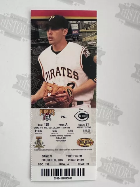 2006 Cincinnati Reds at Pittsburgh Pirates Ticket 9/29/06