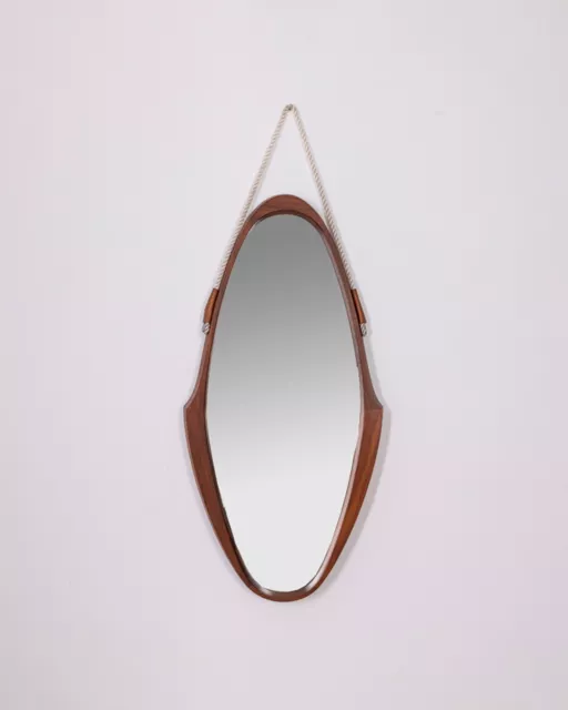Specchio Ovale Da Parete Vintage Anni 60 In Legno Design Italiano