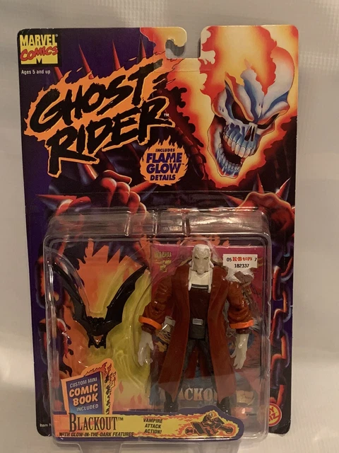 Vintage Ghost Rider Blackout Action Figure Flame Glow Detais Toy Biz 1995