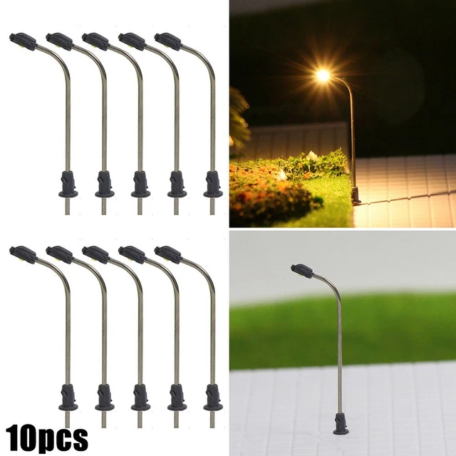 Lot De 10 Lampadaires LED 3V Pour Train Miniature Jauge Z – Échelle 1:200, Déco Réaliste, Résistances Incluses