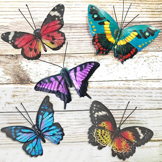 VOKPROOF Metal Butterfly Wall Art Decor 5 Pack Butterflies Hanging Decorations