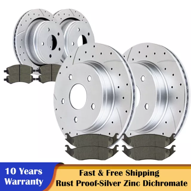 Front Rear Discs Rotors and Brake Pads for 2006-2018 Dodge Ram 1500 5 LUG Kits