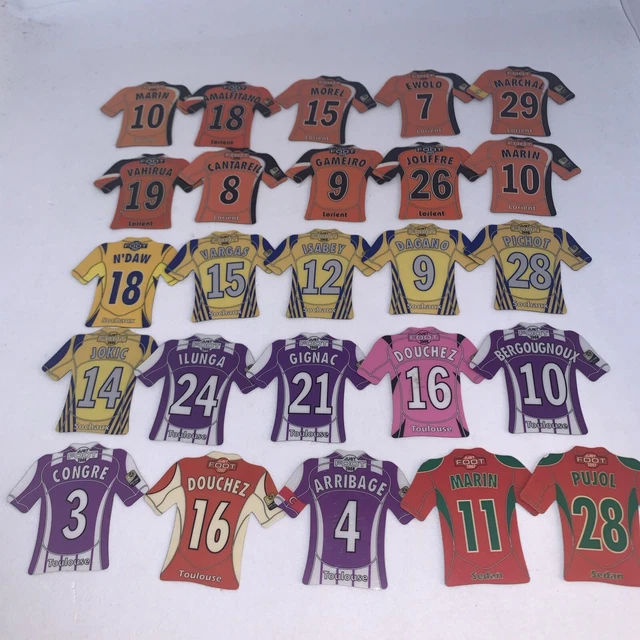 Lot 9 maillots foot neuf sous blister pitch foot just football magnet magnétique 2008 2009 - Collection