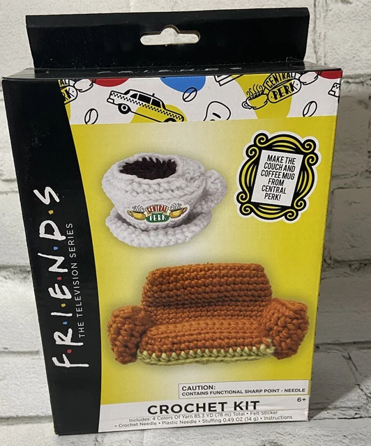 Kit artesanal de crochet de programa de televisión Friends sofá naranja central Perk y taza de café