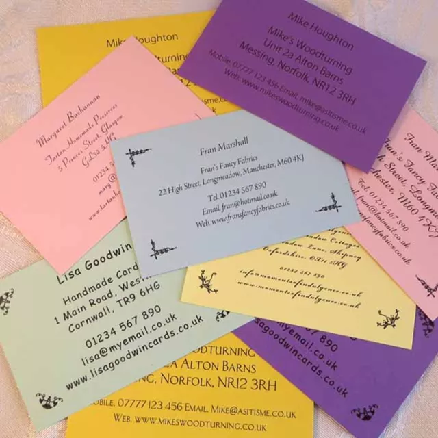 Personalised Coloured Business Cards for Crafters Stall Informaion Address etc