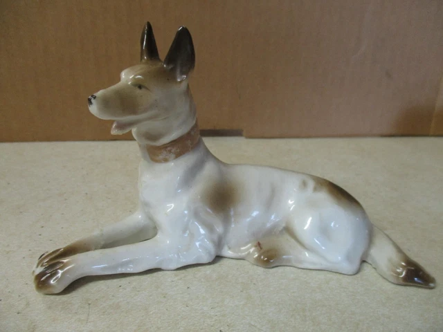Vintage Midcentury Ceramic German Shepherd Dog Figurine Made in Japan 5 3/4"Long