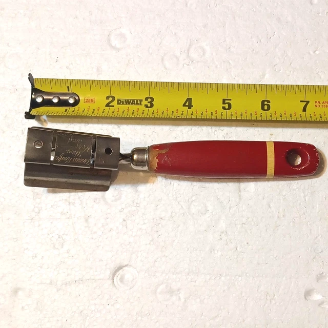 VTG EKCO A & J Knife Sharpener W/ Wood Red Handle, Made In The U.S.A