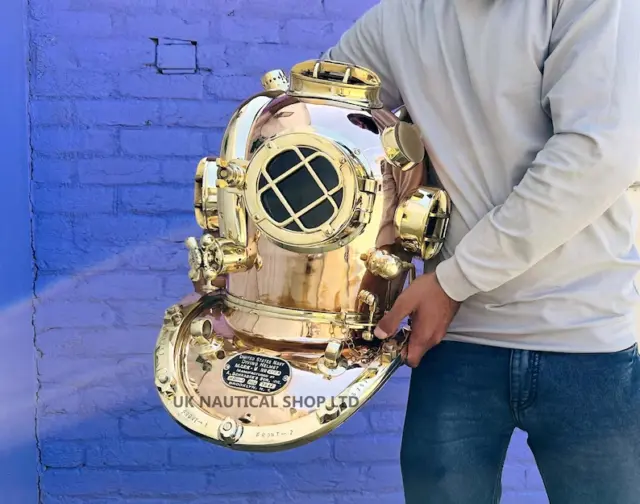 Copper brass scuba diving helmet Deep sea U.S navy mark V divers helmet replica
