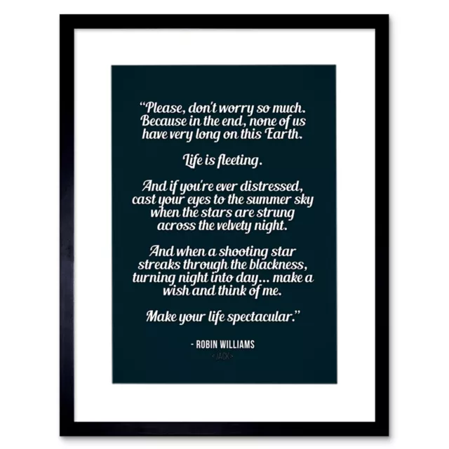 Quote Robin Williams Don'T Worry Life Spectacular Framed Wall Art Print 9X7 In