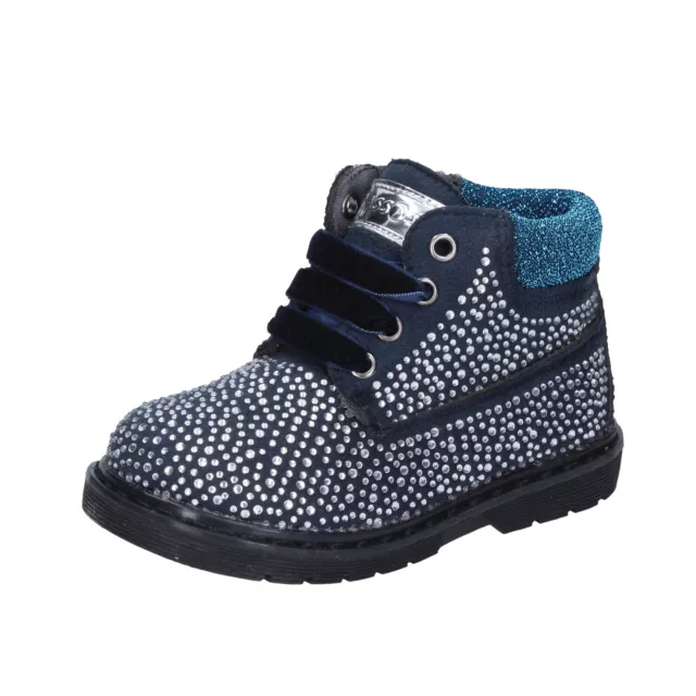 scarpe bambina ASSO 21 EU polacchini blu camoscio strass BT297-21