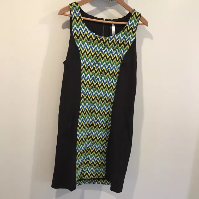 Kensie Womens Sleeveless Inset Knit Contrast Dress -  Size Large - Black