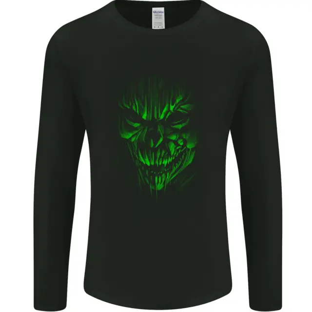Demon Skull Devil Satan Grim Reaper Gothic Mens Long Sleeve T-Shirt