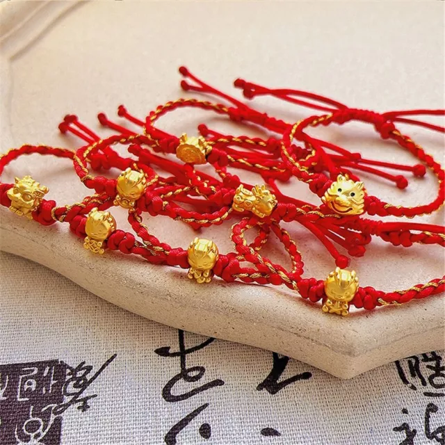 Chinese Lucky Blessing Sign Zodiac Dragon Braided Bracelet  for Women & Men