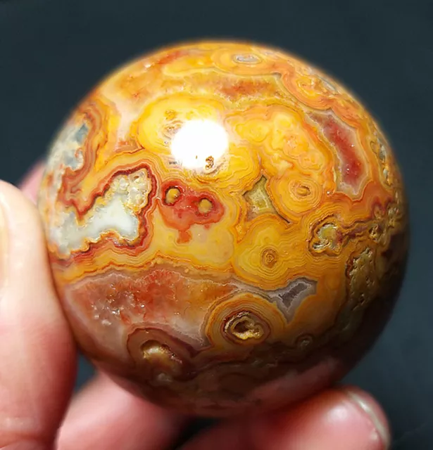 TOP 109.4G 43MM Natural Polished Crazy Agate Crystal Sphere Ball Healing WD231