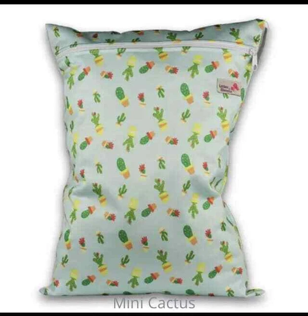 Washable Reusable Cloth Diaper Wet  Bag Waterproof Swim Sport Travel 40x30cactus