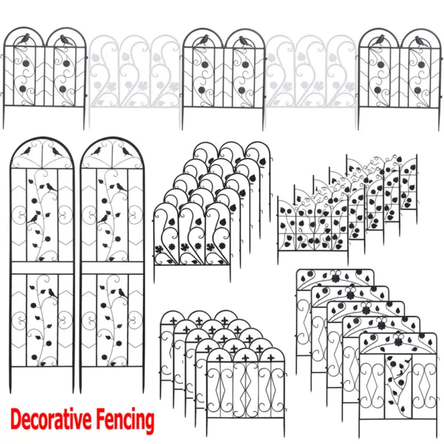Heavy Duty Decorative Metal Garden Fencing Trellis Panels Yard Flower Bed Border
