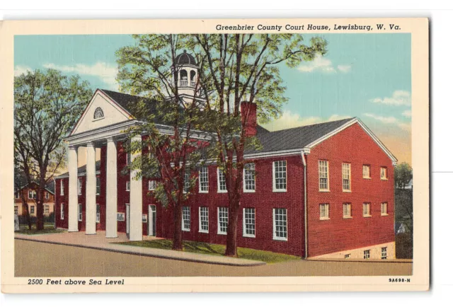 Lewisburg West Virginia WV Postcard 1930-1950 Greenbrier County Court House