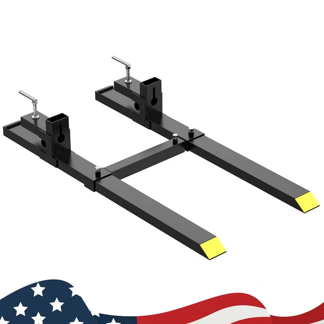 60" 4000 Lbs Pallet Forks Max Clamp On Tractor Bucket Adjustable Stabilizer Bar