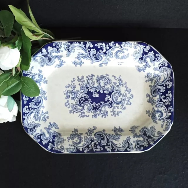 Antique Transferware Large Blue Granite China Platter England WRS & Co