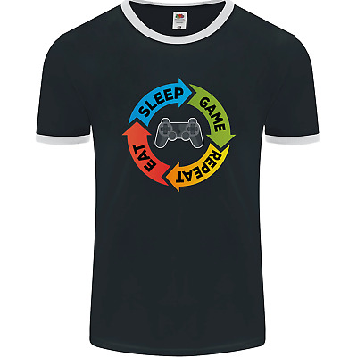 Gamming Eat Sleep Game Repeat Gamer Mens Ringer T-Shirt FotL