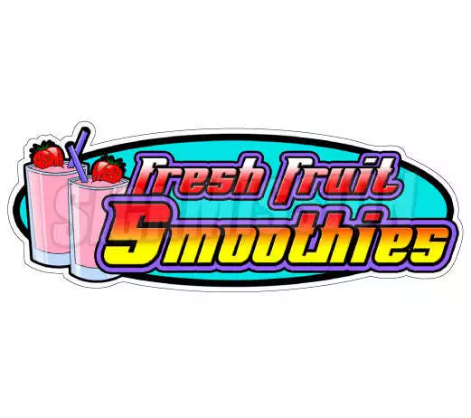FRESH FRUIT SMOOTHIES Concession Decal drink sign cart trailer sticker