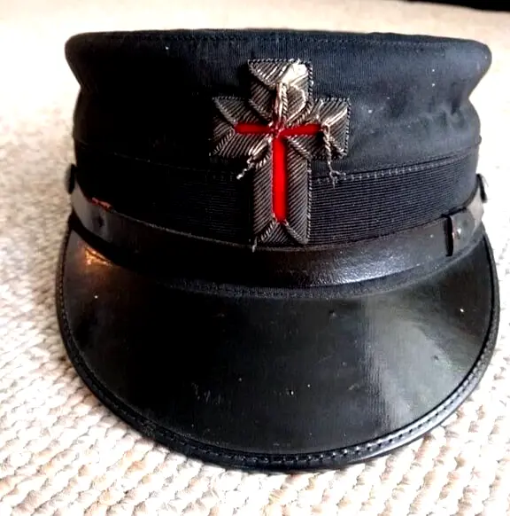 Masonic Knights Templar Cap Hat Leather Band Early 1900S