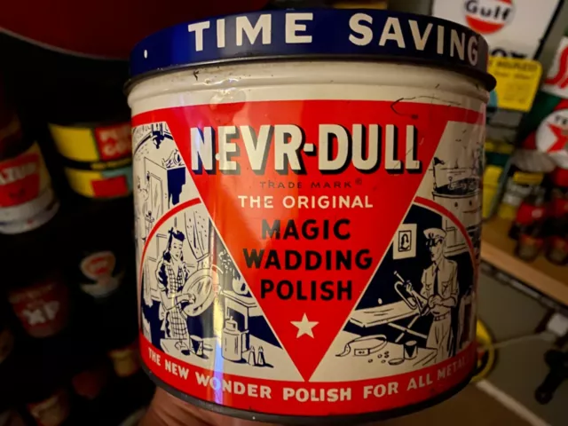 VINTAGE NEVR-DULL NEVER-DULL Magic Wadding Polish Tin Can