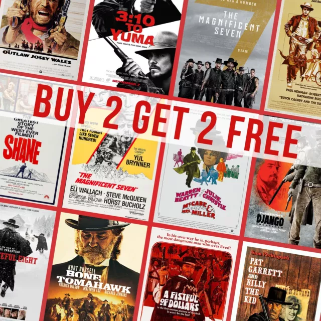 All Time Greatest Western Movie Posters Cowboy Film Cinema Wall Art Poster Print