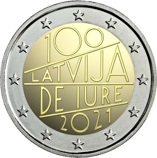 Lettonie 2 Euro Commemoratives Piece Unc 2021 100 Ans De Iure