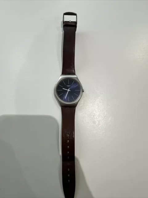 SWATCH SKIN IRONY 38mm Dial 5.8mm Thin Watch Brown Leather Strap