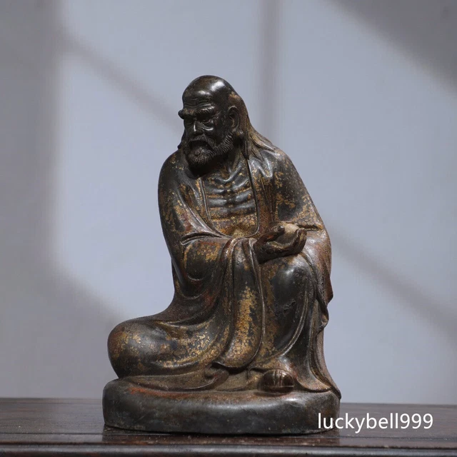 8.7" Antique Tibetan Buddhism Temple Bronze gilt Dharma Patriarch Buddha statue