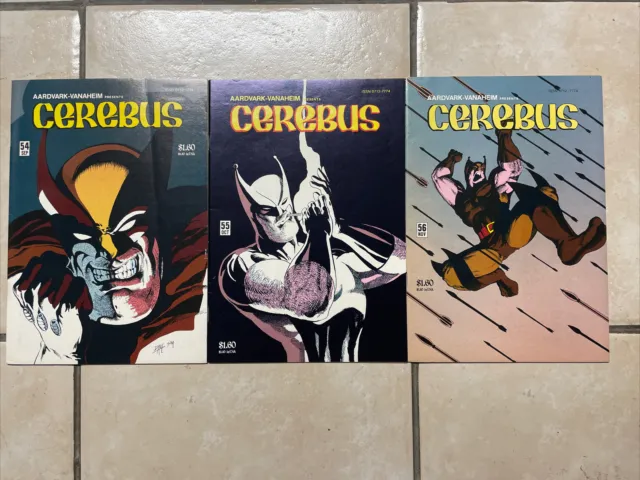 Cerebus the Aardvark #54 55 56 1st Wolveroach Wolverine Parody  Lot of 3