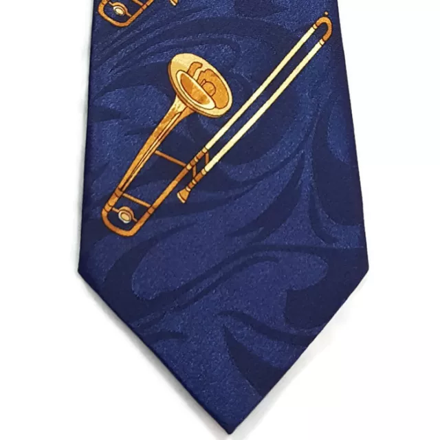 Trombone Tie Navy Blue Brass Band Director Music Teacher Musician Instrument Trombone Tie Navy Blue Brass Band Director Music Teacher Musician Instrument