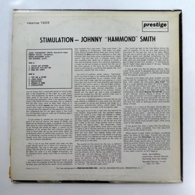 Johnny Hammond Smith Stimulation LP Prestige Mono Rvg Jazz #7079 3